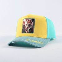 Gorra de béisbol de malla con protección solar, estilo camionero, con bordado de dibujos animados de animales, diseño de Pantera Negra y Lobo, estilo europeo americano Explosions Animal, en gamuza