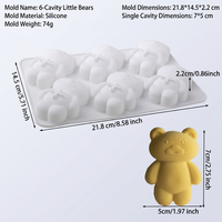 Moule en silicone pour gâteau à la crème française en forme d'ours en peluche brun pour la Saint-Valentin