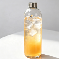 Bouteille d'eau en verre transparent de qualité alimentaire 1L avec bouchon à vis en métal pour jus, thé et eau