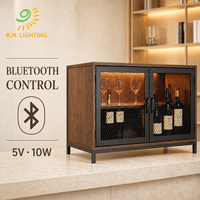 Armoire à vin Joystar à double porte vitrée, finition bois et acrylique brun, LED RGB, contrôle Bluetooth, KD pour restaurant