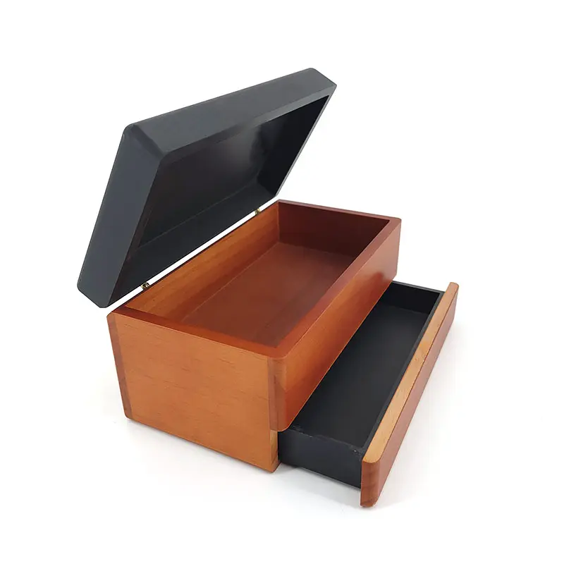 Роскошная квадратная деревянная коробка для хранения колец и ювелирных изделий с ящиками