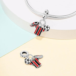 Ciondoli Fai-da-Te per Bracciali, Pendente a Forma di Pallone da Calcio in Acciaio Inossidabile Argento, per Creazione di Gioielli - Product Image 2