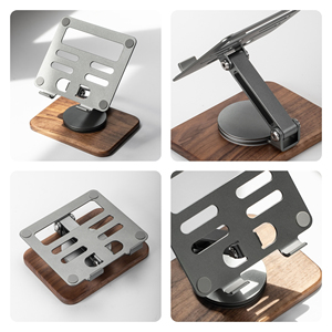 Nhà Máy Trực Tiếp 360 ° Xoay Chiều Cao Có Thể Điều Chỉnh Hiện Đại Gỗ Óc Chó Và Hợp Kim Nhôm Ổn Định <span class=keywords><strong>Tablet</strong></span> Chủ <span class=keywords><strong>Tablet</strong></span> Đứng Cho Bàn - Product Image 3