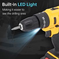 Juego de Taladro 3 en 1 Genérico con 2 Baterías, Luz de Trabajo LED, Control de Velocidad Continuo, 1280 RPM, 35 Nm de Torque Máximo para Proyectos en el Hogar y al Aire Libre