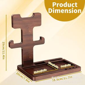 Soporte de madera para auriculares, bandeja de almacenamiento multifuncional para billetera, llave, reloj, organizador de oficina, tipo rectangular - Product Image 4