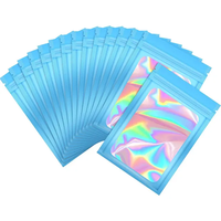 Hologramme refermable 3.5g sacs de bonbons à fermeture éclair en mylar transparent pochette d'emballage holographique en plastique noir anti-odeur