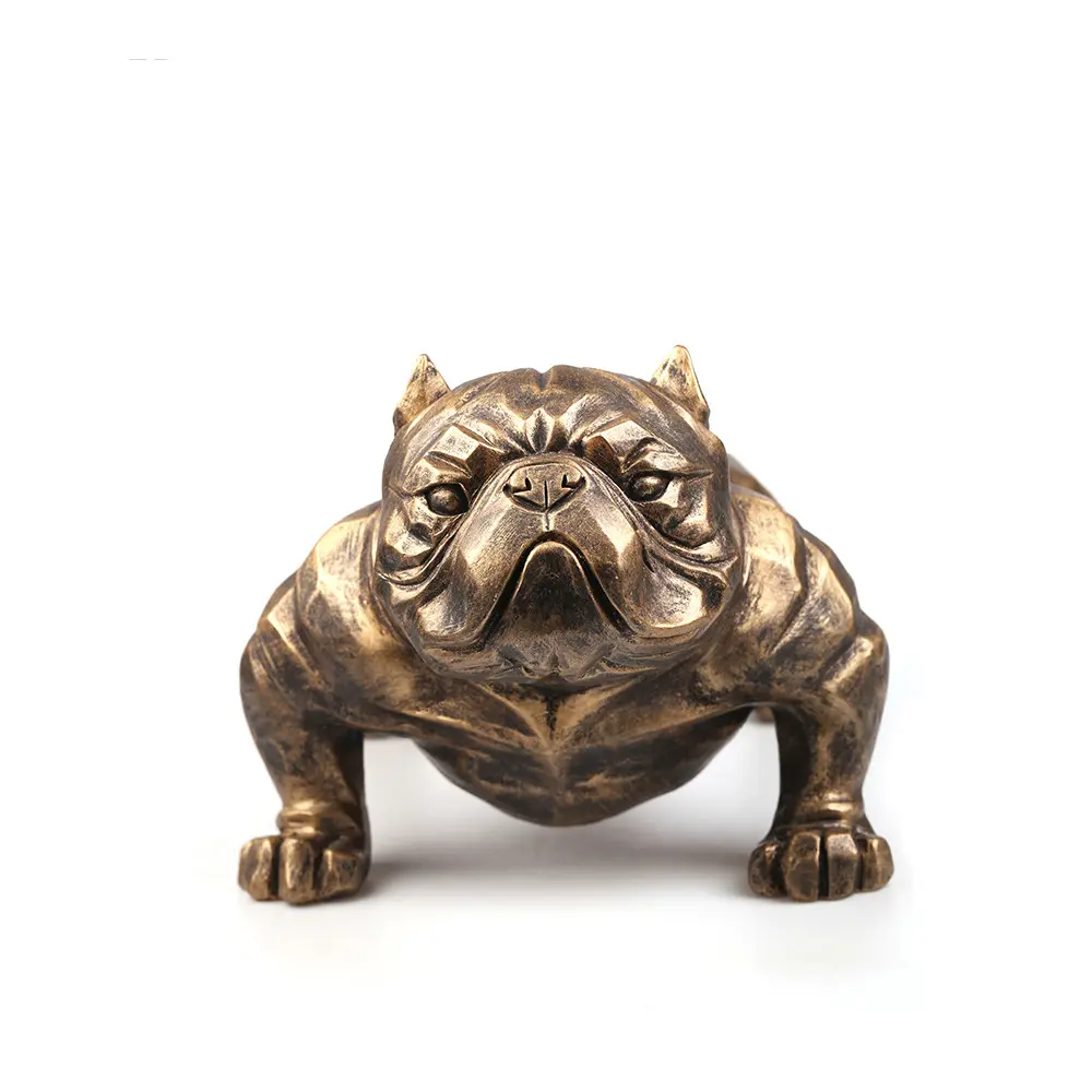 American Bully Resin Pet Craftwork Big Gold Color Anime-Inspired Dog Figurine Model for Home Decoration