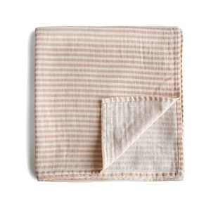 Hữu Cơ Bông Swaddle Chăn Với Sọc Và Lá Thiết Kế Siêu Mềm OEKO-TEX 100 Bé Bộ Đồ Giường In Kỹ Thuật Số - Product Image 1