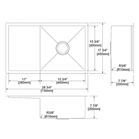 SANIPRO wastafel dapur Stainless Steel, mangkuk tunggal Ukuran Apartemen SS304, wastafel dapur Stainless Steel dengan papan pengering