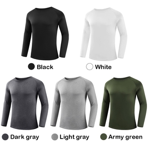 Venta al por mayor de ropa deportiva 140 GSM de alta elasticidad de color sólido de manga larga Camiseta de gimnasio para hombres - Product Image 4