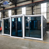 Maison modulaire extensible à double aile de 20, 30 ou 40 pieds, 1 à 4 chambres, avec fenêtres panoramiques et aménagement personnalisé, type conteneur
