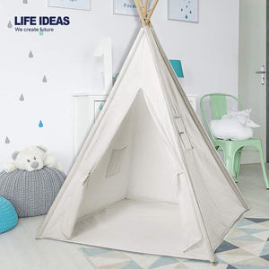 Tente pour <span class=keywords><strong>tipi</strong></span> en toile blanche avec poteau en bois, idéale pour l'<span class=keywords><strong>intérieur</strong></span> et l'extérieur, jeu pour filles et garçons - Product Image 2