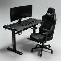 Table de jeu électrique ergonomique réglable en hauteur, bureau debout avec surface en fibre de carbone, moteur unique, contrôle de mémoire, rectangulaire