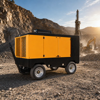 Compresseur d'air à vis diesel portable à deux étages WT220-20/10-22/8, 20-22 m/min, 10-8 bar, 220 CV, 2/4 roues