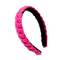 DREAM FASHION Bandeau Tressé Rouge Vif Personnalisé Couleur Unie Décontracté Fait Main Mignon Simple Accessoires Cheveux Femme Matière PU Haute Qualité