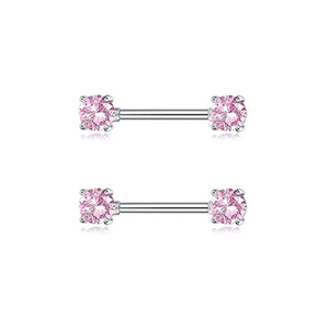Vente en gros usine Bijoux de <span class=keywords><strong>piercing</strong></span> corporel sexy pour <span class=keywords><strong>femme</strong></span> en acier inoxydable avec zircon rose en forme de cœur et de lune, anneaux de <span class=keywords><strong>téton</strong></span> - Product Image 5