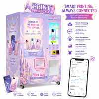 Máquina expendedora de carcasas de teléfono con diseño de papel tapiz festivo, máquina expendedora de carcasas de teléfono con impresión, pantalla dual para centros de juego