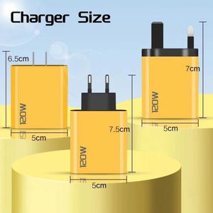 120w Dual Usb and <b>Type</b> <b>c</b> Wall Charger 4 in 1 Fast Charging Phone <b>Adapter</b> Us Eu <b>Plug</b> Mobile Phone Charger - Product Image 4