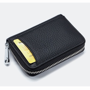 Women's Luxury RFID Feature Vintage Style Slim Wallet Clutch <b>Purse</b> Genuine Leather with Polyester Lining Open Closure - Product Image 1