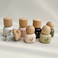 Flacon roll-on en verre dépoli rose, jaune, vert de 30 ml, personnalisé et mignon, pour parfum et huiles essentielles, avec bouchon en bois