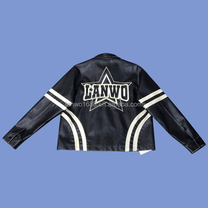 Commercio all'ingrosso stile stile Vintage stile stile Vintage personalizzato giacche di pelle Cropped Casual inverno con cerniera motivo moto - Product Image 5