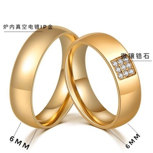 Wholesale Stainless Steel Diamond Wedding <b>Ring</b> 18K Gold Plated Trendy Engagement <b>Couple</b> <b>Rings</b> with High Quality Zircon Stone - Product Image 4