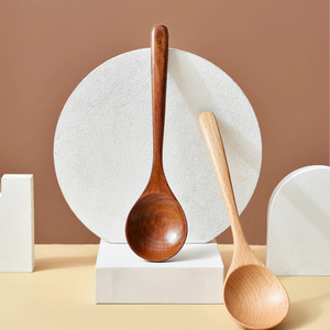 Cuillère à manger en bois de style japonais, petite, à long manche, pour Bibimbap, nouilles <span class=keywords><strong>Lamian</strong></span>, desserts, tendance sur Internet - Product Image 4