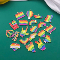Pendentifs Arc-en-ciel en Métal Émaillé Coloré pour Boucles d'Oreilles, Bracelets, Colliers, Breloques Cœur et Drapeau, Accessoires de Fabrication de Bijoux