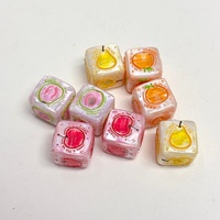 Handgeschilderde fruit-acryl vierkante focal beads vijfpuntige ster kraal pen accessoires DIY handgemaakte telefooncharms & tas hanger