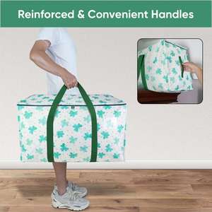 Extra Large Storage <b>Tote</b> with Zippers & Carrying Handles, Heavy-Duty Moving Bags for Laundry - Product Image 4