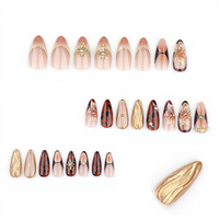 Ongles 3D en ABS motif fleur, effet écaille de tortue, longs, en forme d'amande, pour nail art, vente en gros