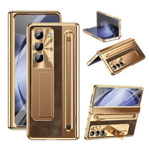 Étui à Charnière à Protection Intégrale 360° pour Samsung Galaxy Z <span class=keywords><strong>Fold</strong></span> 7 6 5 <span class=keywords><strong>4</strong></span> 3 en Cuir avec Stylet Tactile et Film en Verre Trempé - Product Image 3