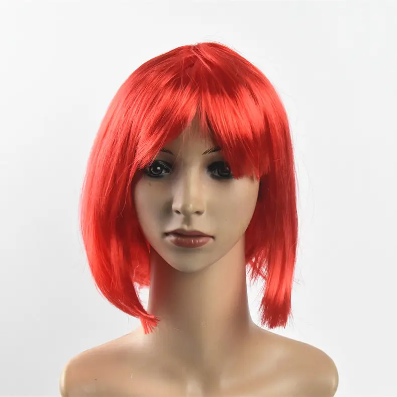 Cheap artificial wig Qi bangs student hairstyle little apple dance fashion wig bob0 short hair whole wig set