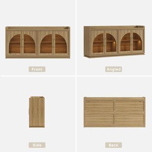 <span class=keywords><strong>Buffet</strong></span> avec éclairage LED, armoire à 4 portes en verre arqué, meuble de rangement pour cuisine et salle à manger - Product Image 5