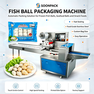 Machine d'emballage flow-pack haute vitesse pour boulettes de poisson avec peseuse pour l'emballage de <span class=keywords><strong>croquettes</strong></span> en barquettes - Product Image 1