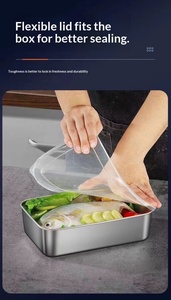 Boîtes à légumes modernes en acier inoxydable avec couvercle, contenants de rangement pour aliments et repas pour le camping - Product Image 3