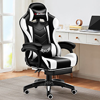 Chaise de jeu, chaise de bureau, chaise d'ordinateur, chaise ergonomique en cuir avec base pivotante et accoudoirs, confortable pour une utilisation prolongée