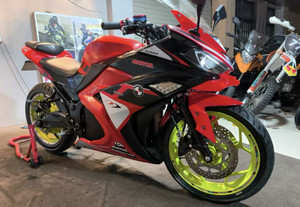 Motocicleta Eléctrica Deportiva <span class=keywords><strong>Kawasaki</strong></span> H2 de 72V sin Escobillas, Estilo <span class=keywords><strong>Ninja</strong></span> <span class=keywords><strong>R3</strong></span>, Horizon Locomotive V6, PC200-6S, 200-400CC - Product Image 3