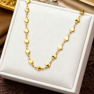 สร้อยคอแฟชั่นสำหรับงานปาร์ตี้ ของขวัญ เครื่องประดับชุบทอง 18K PVD สแตนเลสสตีล ดีไซน์มินิมอล รูปหัวใจเต็มวง พร้อมสายสร้อยแบบงู สำหรับผู้หญิง - Product Image 3