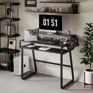 Scrivania da Gaming di Alta Qualità con Luci LED, Tavolo Ergonomico <span class=keywords><strong>per</strong></span> PC con Portabicchieri e Gancio <span class=keywords><strong>per</strong></span> Cuffie, <span class=keywords><strong>per</strong></span> Casa e Ufficio - Product Image 4