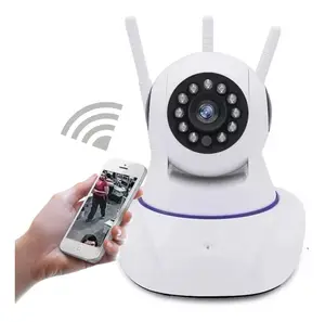 Kamera CCTV Nirkabel 3 Antena, Pengawasan IP untuk Keamanan Dalam Ruangan Rumah/Kantor