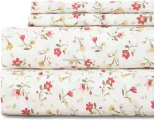 Custom Elegant Small Flower Bedsheet Set Home Textile Microfiber Woven Bedding Fitted Sheets Sets Wholesale