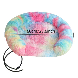 Fabricante al por mayor logotipo personalizado cálido felpa redonda cama para mascotas USB invierno semicerrado calefacción gato perro cama con tubo antimordedura - Product Image 3
