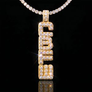 Iced Out Custom Double <strong>Layer</strong> Letters Vertical Name Pendant 925 Sterling <strong>Silver</strong> Brush Font VVS Moissanite Letter Pendant <strong>Necklace</strong> - Product Image 4