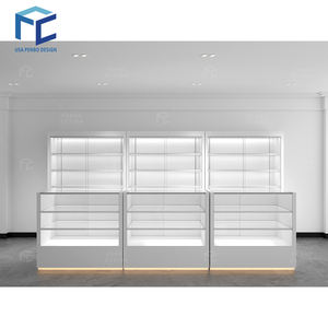 Escaparate de tienda de humo de vidrio MDF de Metal con luz LED personalizada de EE. UU., vitrinas de pared de tienda de cigarrillos locales simples para sala de exposición de centro comercial - Product Image 1