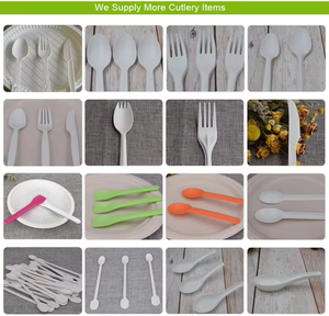 Nhà Máy Giá dùng một lần thiết lập dao kéo 100% compostable phân hủy sinh học PLA combo dùng một lần thiết lập dao kéo với dĩa thìa dao - Product Image 1