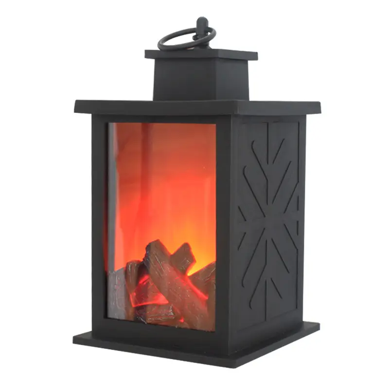 Lanterne de cheminée sans flamme Lanterne de cheminée à piles avec fausse flamme LED Lampe de cheminée intérieure extérieure