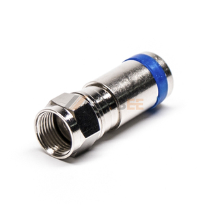 Konektor Tipe F Male 75Ohm Compression Straight Edge Mount untuk Kabel RG6, Plug Koaksial Berlapis Nikel untuk Antarmuka PCB CATV - Product Image 1