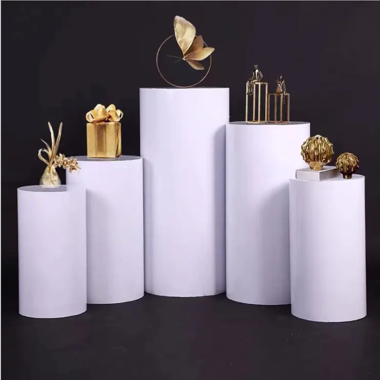 QY factory hot Wedding decoration props window cake dessert table iron cylindrical dessert table factory direct sales
