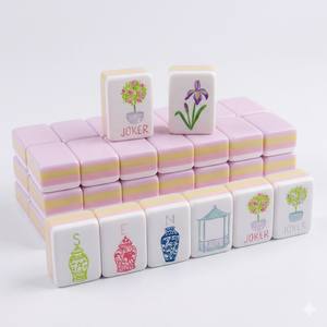 Jeu de Mahjong américain portable de 31 mm avec jokers et couleurs vives inaltérables pour les voyages en plein air, le camping et les rassemblements - Product Image 1